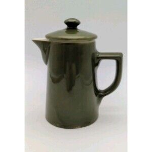 Vtg Hall Forest Green Individual Coffee Pot & Lid 8 1/8"